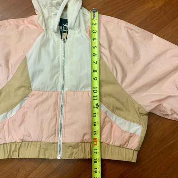Y2K, Hollister ladies windbreaker, full zip, pink/tan/white hoodie - Picture 9 of 11